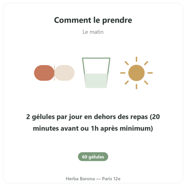 Grenade Bio Dynveo – 375 mg – 60 gélules – 30 % Punicalagines – 50% Polyphénols mode emploi conseil de prise Paris Herba Barona