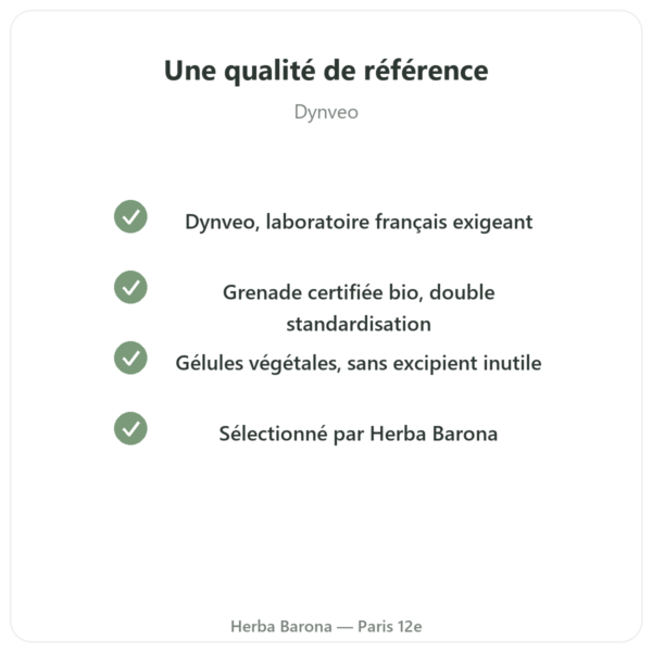 Grenade Bio Dynveo – 375 mg – 60 gélules – 30 % Punicalagines – 50% Polyphénols qualite Paris Herba Barona