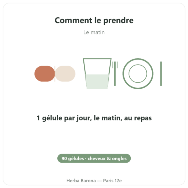Hair and Nail – Be-Life – 90 gélules – Cheveux et Ongles mode emploi conseil de prise Paris Herba Barona