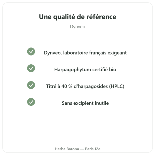 HARPAGOPHYTUM Bio – 60 gélules – DYNVEO ultra dosé qualite Paris Herba Barona