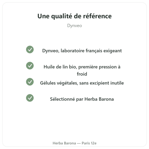 Huile de Lin bio - Dynveo - 60 capsules qualite Paris Herba Barona