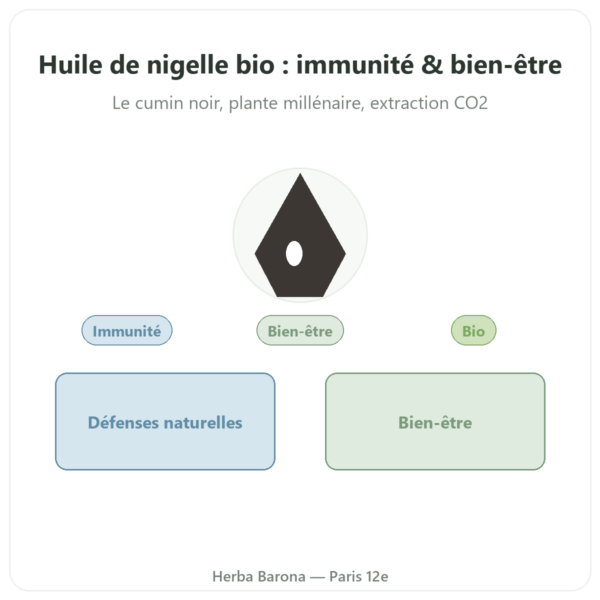 Huile de Nigelle (cumin noir) – Dynveo – 60 gélules presentation Paris Herba Barona