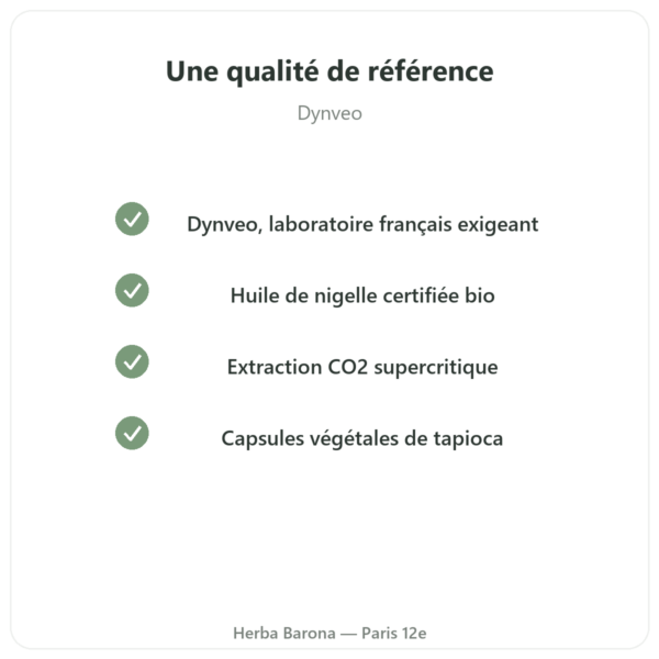 Huile de Nigelle (cumin noir) – Dynveo – 60 gélules qualite Paris Herba Barona