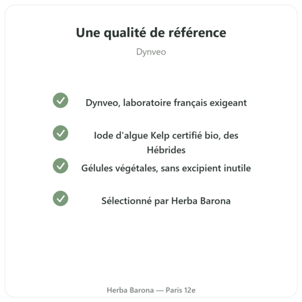 Iode d'algue Kelp bio Dynveo – 150µg – 180 gélules qualite Paris Herba Barona