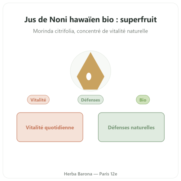 Jus de Noni Hawaïen Bio – SFB – 500 ml presentation Paris Herba Barona