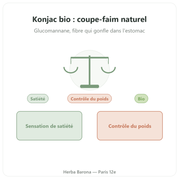 Konjac bio 60 gélules - Vecteur Santé - Coupe-faim naturel glucomannane presentation Paris Herba Barona