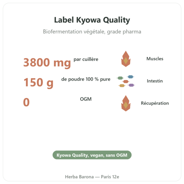 L-Glutamine Dynveo POUDRE Kyowa Quality 150g bienfaits et chiffres Paris Herba Barona