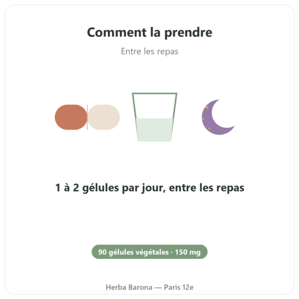 L-théanine avec Suntheanine – 150 mg – 90 gélules végétales – Doctor's Best mode emploi conseil de prise Paris Herba Barona