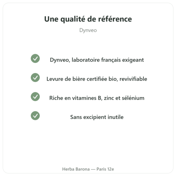 Levure de Bière BIO Dynveo 120 Gél. 550 mg qualite Paris Herba Barona