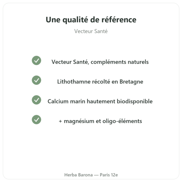 Lithothamne breton 500mg – 80 gélules – Vecteur Santé qualite Paris Herba Barona