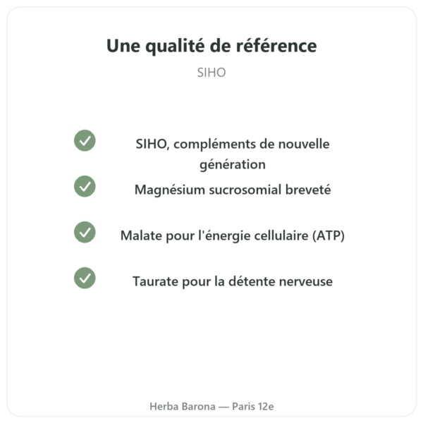 Magnacell – SIHO – Complexe 3 Magnésiums – 60 gélules qualite Paris Herba Barona