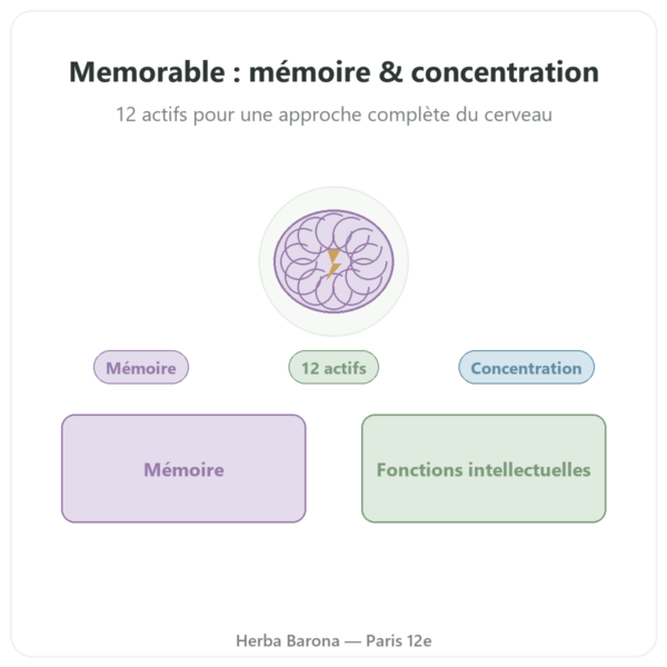 Memorable – Distriform' – 60 gélules – Mémoire presentation Paris Herba Barona