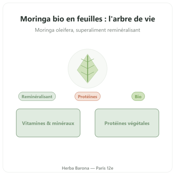 Moringa bio en feuille 60 g presentation Paris Herba Barona