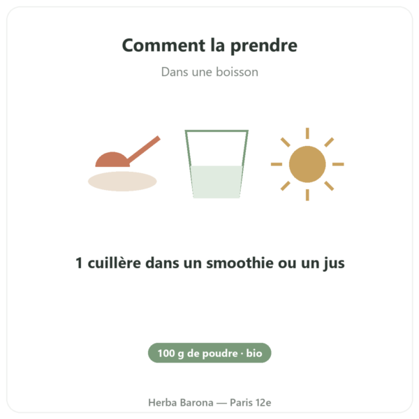 Moringa Bio poudre 100 g – Bioptimal – Superaliment mode emploi conseil de prise Paris Herba Barona