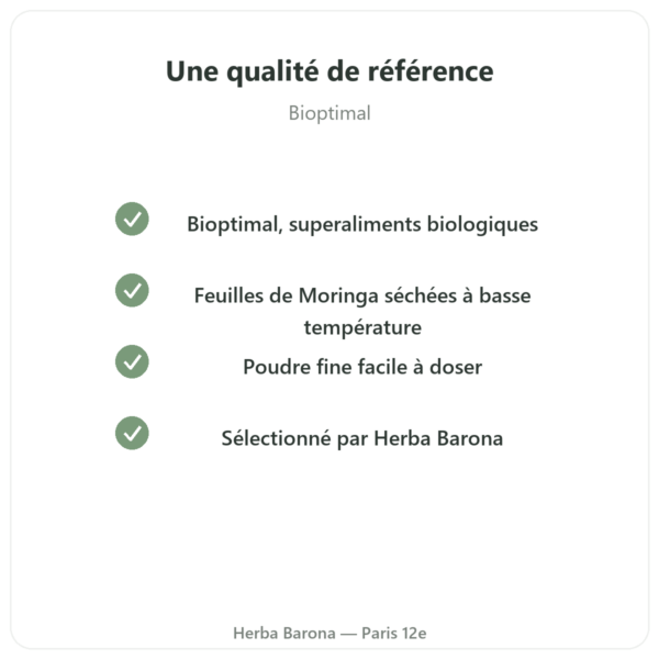 Moringa Bio poudre 100 g – Bioptimal – Superaliment qualite Paris Herba Barona