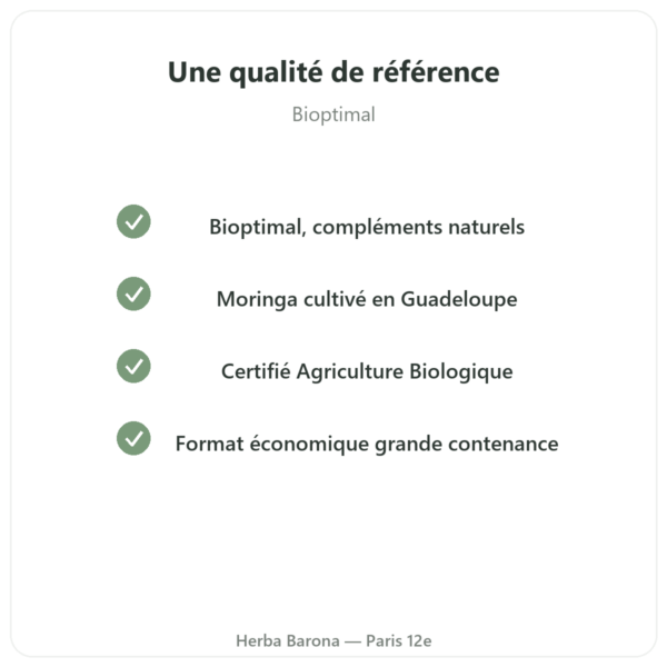 Moringa Bio poudre 300 g – Bioptimal – Superaliment qualite Paris Herba Barona