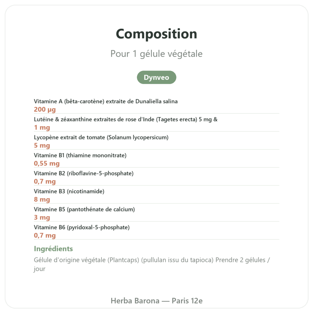 Multivitamines Multi 27 – Dynveo – 60 Gél. composition valeurs nutritionnelles Paris Herba Barona