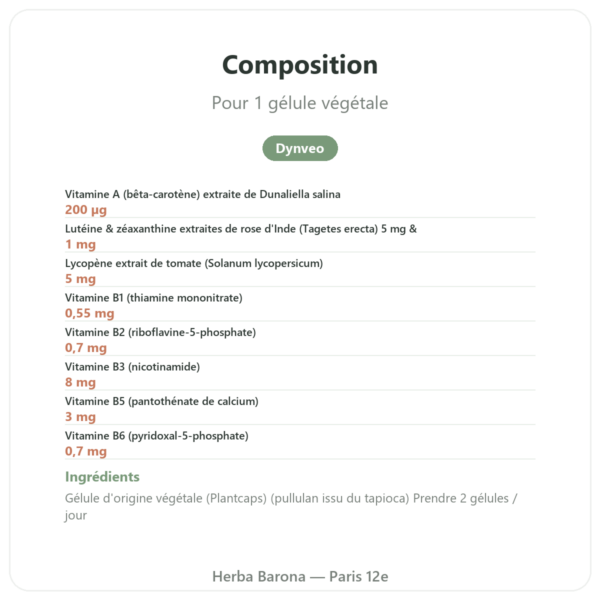 Multivitamines Multi 27 – Dynveo – 60 Gél. composition valeurs nutritionnelles Paris Herba Barona
