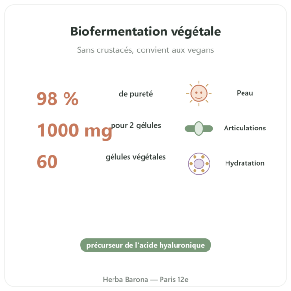 N-Acétyl Glucosamine (NAG) 500mg – 60 gélules – Dynveo bienfaits et chiffres Paris Herba Barona