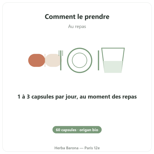 Origan bio – Be-Life – 60 capsules mode emploi conseil de prise Paris Herba Barona