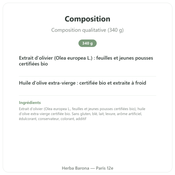 Perles d'Oliviers du Désert NaturaMedicatrix 340g composition valeurs nutritionnelles Paris Herba Barona