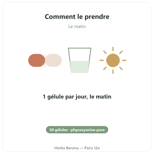 Phyco-500 30 gélules - phycocyanine lyophilisée immunité mode emploi conseil de prise Paris Herba Barona
