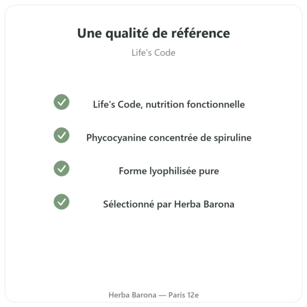 Phycocyanine 200mg – Life's code – 30 gélules qualite Paris Herba Barona