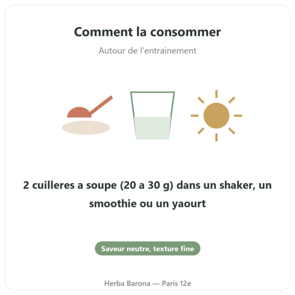 Proteine de Pois Vegetopie mode emploi conseil de prise Paris Herba Barona