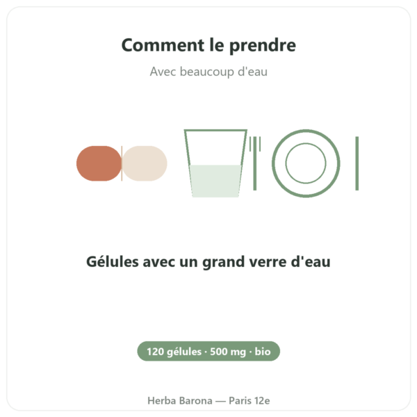 Psyllium bio 500mg 120 gélules – Nature et Partage mode emploi conseil de prise Paris Herba Barona
