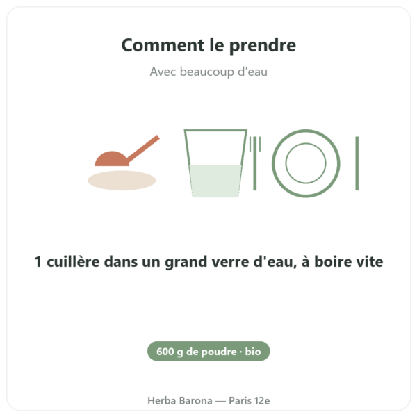 Psyllium Blond Bio en Poudre – Ethnoscience – 600 g mode emploi conseil de prise Paris Herba Barona