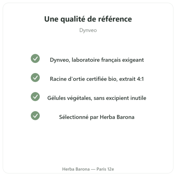 Racine d’Ortie Bio – Dynveo – Extrait 4:1 – 60 gélules qualite Paris Herba Barona