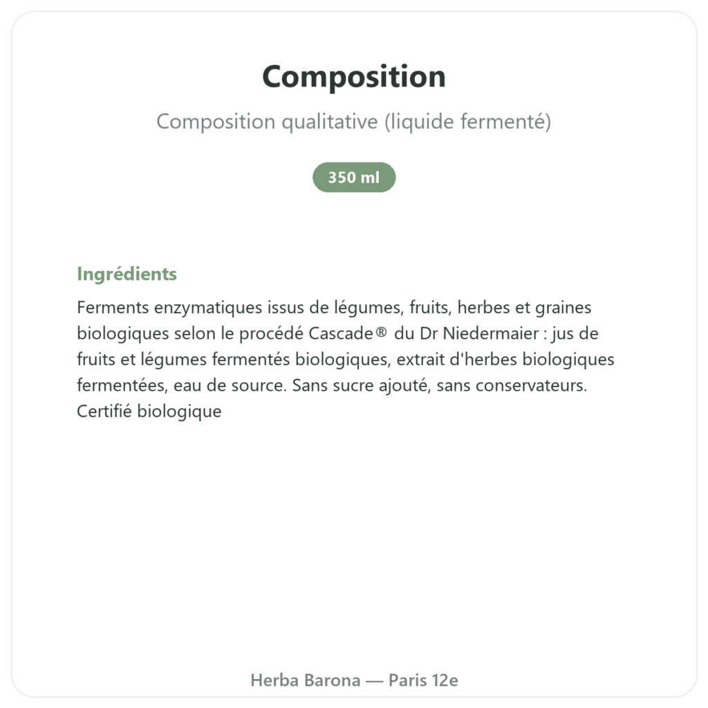 Regulat Pro Bio Original du Dr Niedermaier – 350 ml composition valeurs nutritionnelles Paris Herba Barona