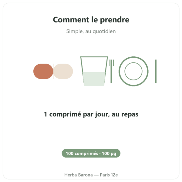 Sélénium 100 µg – NOW Foods – 100 comprimés mode emploi conseil de prise Paris Herba Barona