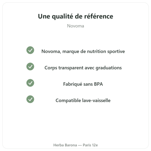 Shaker Sport 400 ml Novoma qualite Paris Herba Barona