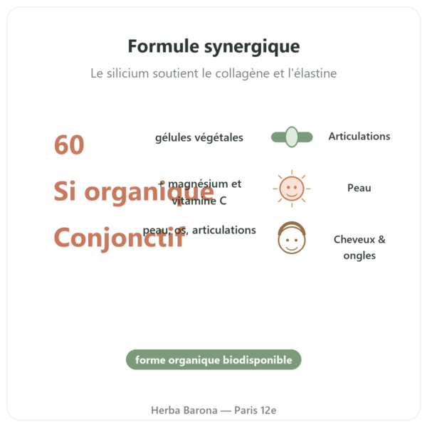Silicium G7 Activ+ – 60 gélules – Silicium Laboratories bienfaits et chiffres Paris Herba Barona