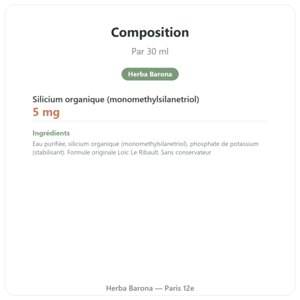 Silicium G7 Original 1L – Formule Loïc Le Ribault composition valeurs nutritionnelles Paris Herba Barona