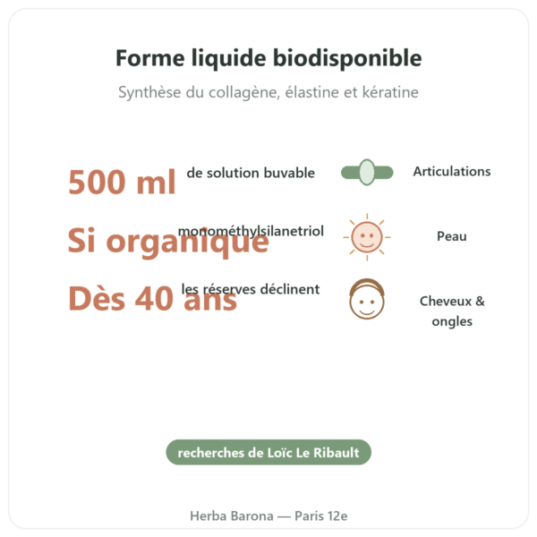 Silicium Organique G5 500 ml bienfaits et chiffres Paris Herba Barona