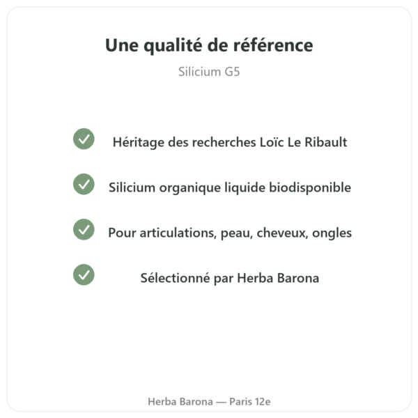 Silicium Organique G5 500 ml qualite Paris Herba Barona