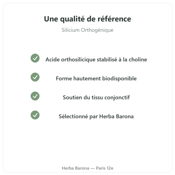 Silicium Orthogénique nature 50 mg – flacon de 60 gélules qualite Paris Herba Barona