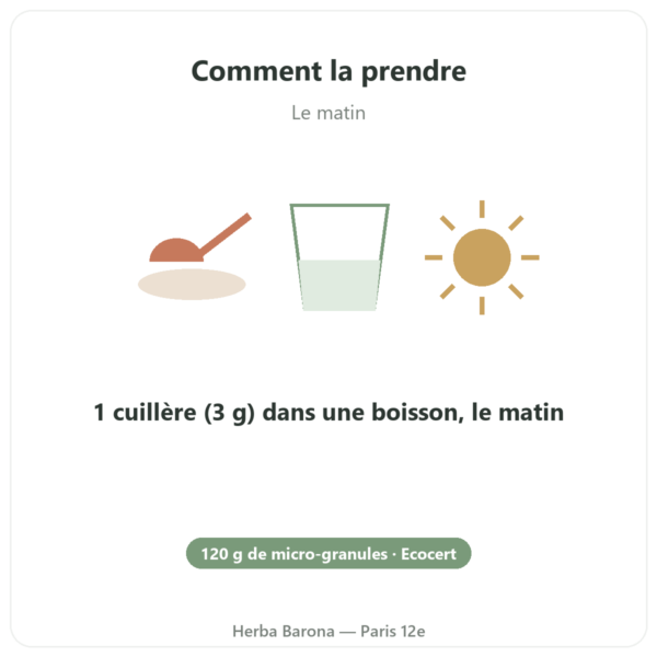 Spiruline – Flamant vert – micro-granules 120 g – ecocert mode emploi conseil de prise Paris Herba Barona