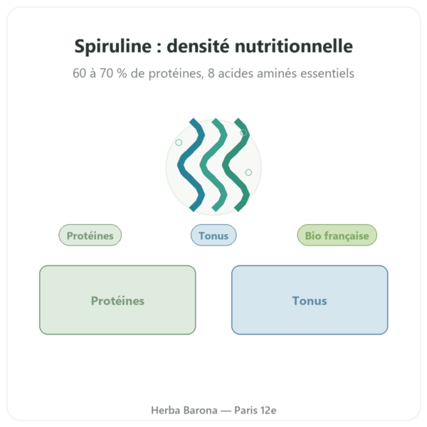 Spiruline Française BIO – Dynveo – 200 comprimés presentation Paris Herba Barona