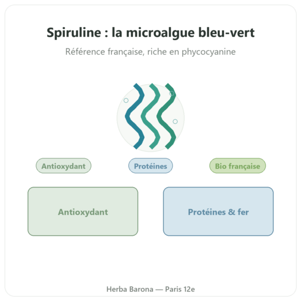 Spiruline Française BIO Dynveo 90 COMPRIMES France presentation Paris Herba Barona