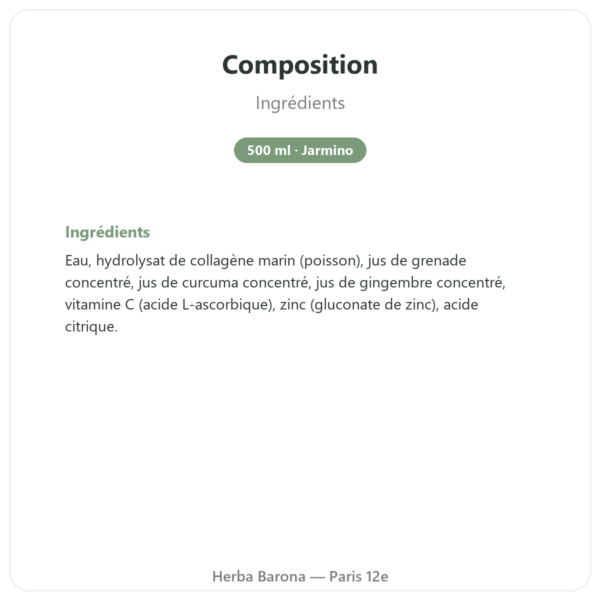 Tonique BIO Multi-Impuls® (500ml) – Jarmino composition valeurs nutritionnelles Paris Herba Barona