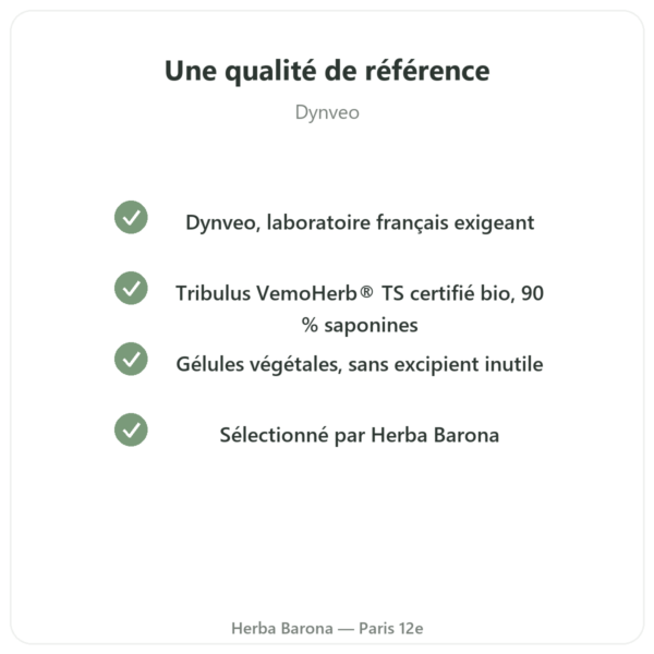 Tribulus bio Dynveo VemoHerb TS – 90% saponines 120 gélules qualite Paris Herba Barona