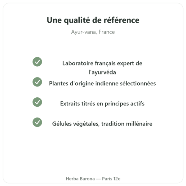 Tulsi Extrait Bio (basilic sacré) 60 gélules Ayur-vana qualite Paris Herba Barona