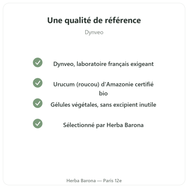 Urucum Bio – Dynveo – 120 gélules – 600 mg qualite Paris Herba Barona