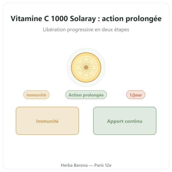 Vitamine C 1000mg Solaray action prolongée – 100 comp presentation Paris Herba Barona