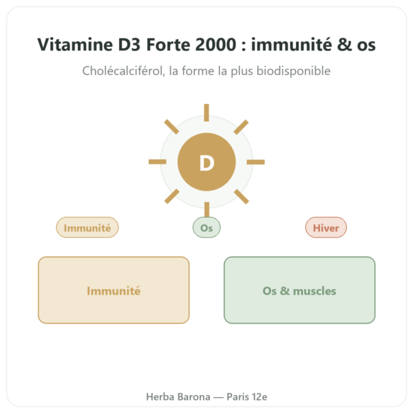 Vitamine D3 FORTE – 2000 U.I. – Dr. Jacob's presentation Paris Herba Barona