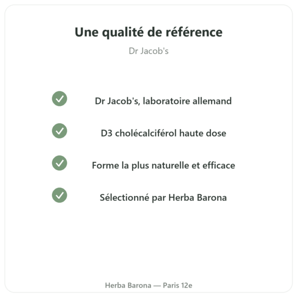 Vitamine D3 FORTE – 2000 U.I. – Dr. Jacob's qualite Paris Herba Barona