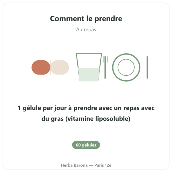 Vitamine D3 végétale Dynveo 2000 UI 60 gélules mode emploi conseil de prise Paris Herba Barona
